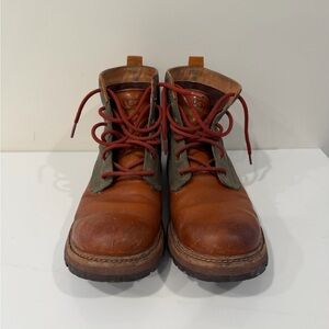 UGG Men's Brown Leather Huntley Boots with Red Laces